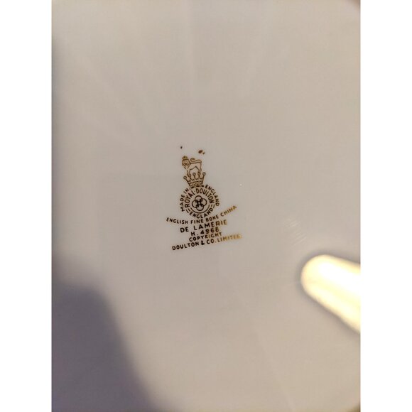 Vintage Royal Doulton DELAMERIE TURQUOISE Gold Filigree Plate Elegant Blue 10.5" - Picture 5 of 5